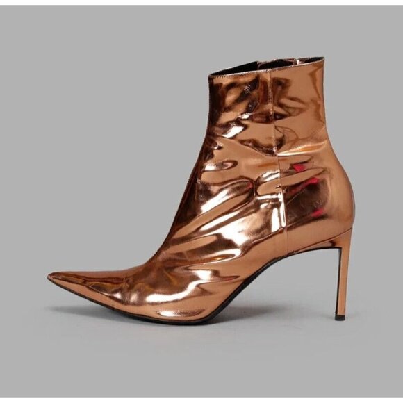 Haider Ackermann Metallic Leather Ankle Boots EU 40 US 9 A Copper Defect New - Picture 11 of 16